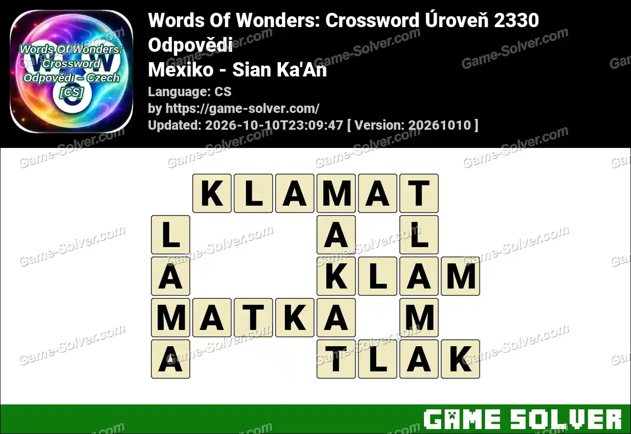 Words Of Wonders: Crossword Úroveň 2330 Odpovědi – Mexiko – Sian Ka’An